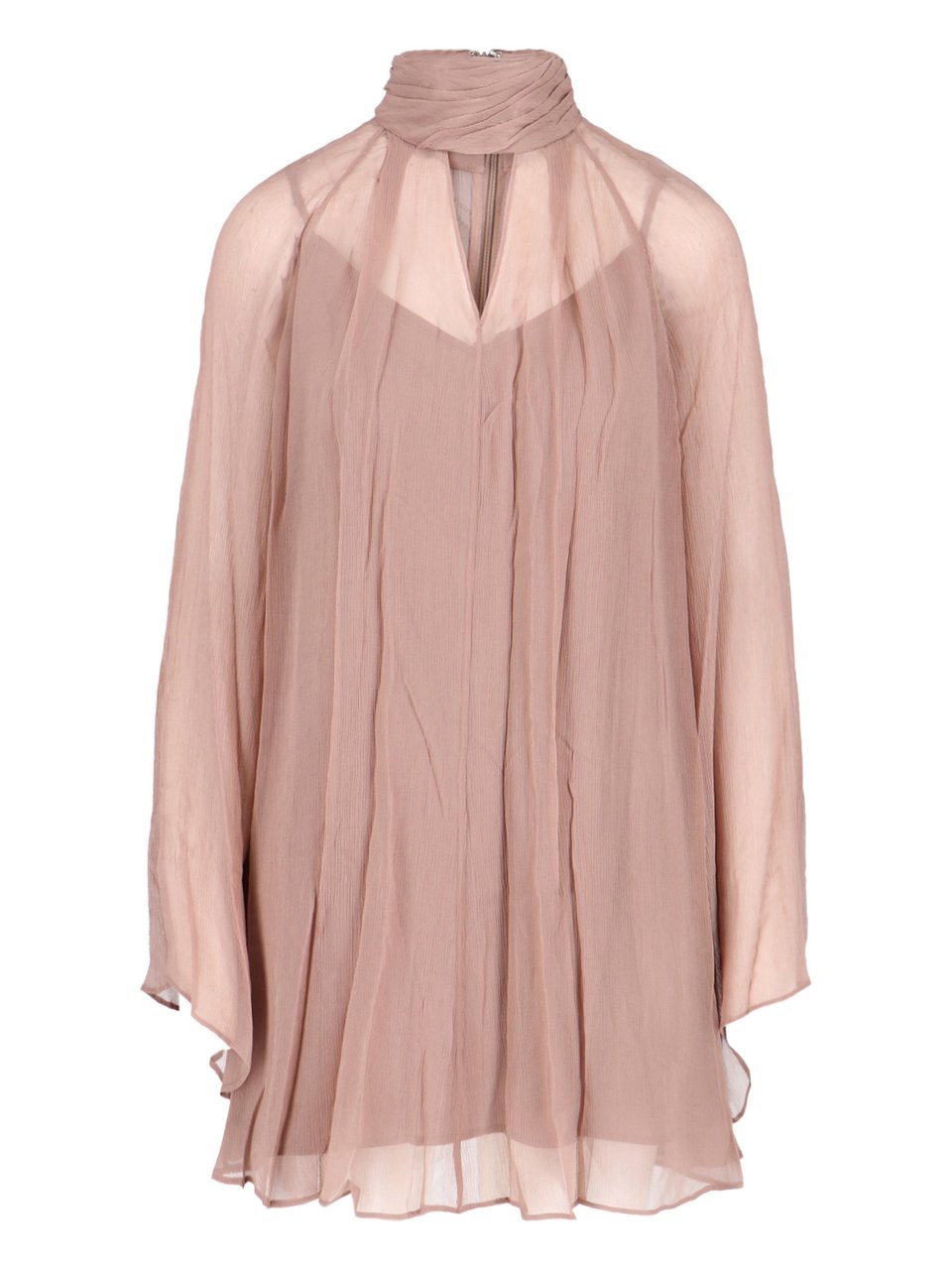Staud Asymmetrical Mini Chiffon Dress With Front Cut-Out Neutraal