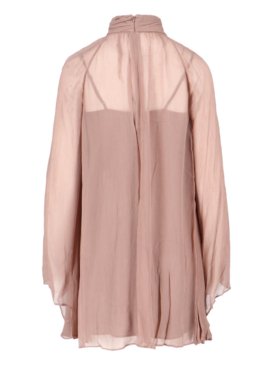 Staud Asymmetrical Mini Chiffon Dress With Front Cut-Out Neutraal