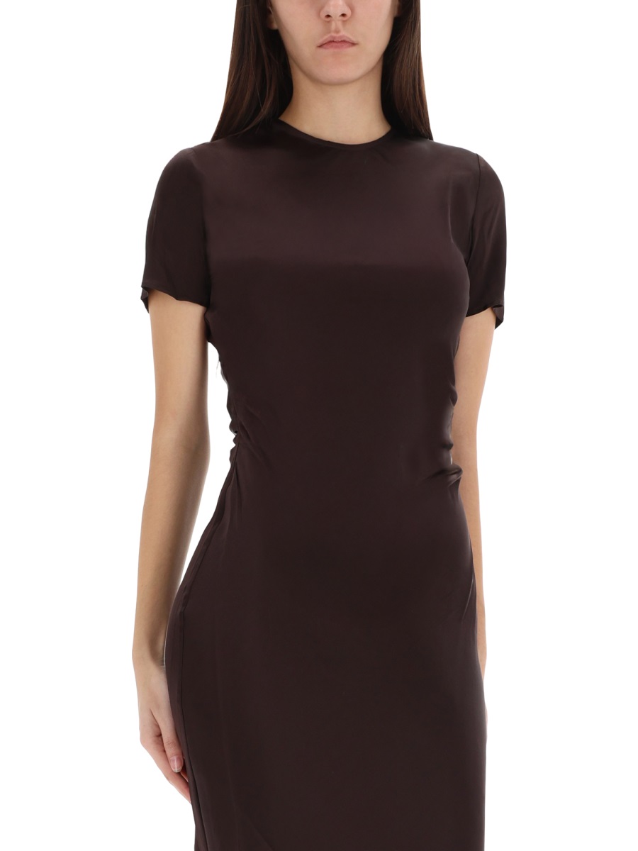 Staud Marcel Silk Blend Midi Dress Zwart