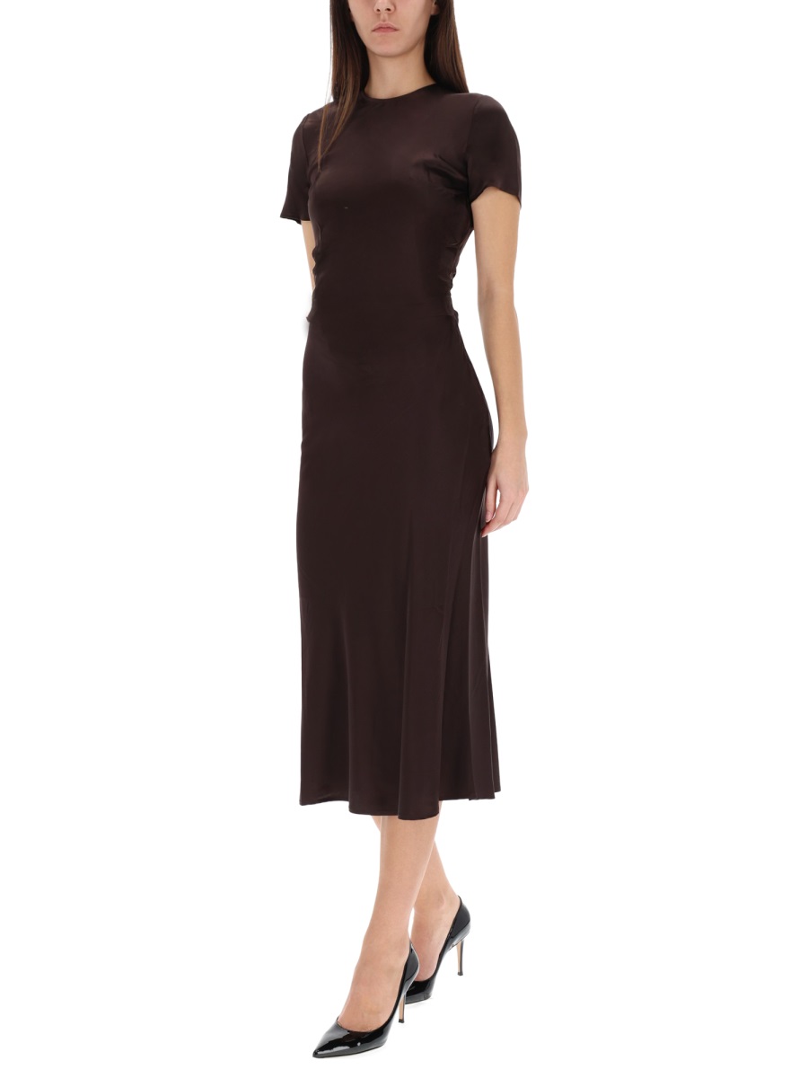 Staud Marcel Silk Blend Midi Dress Zwart