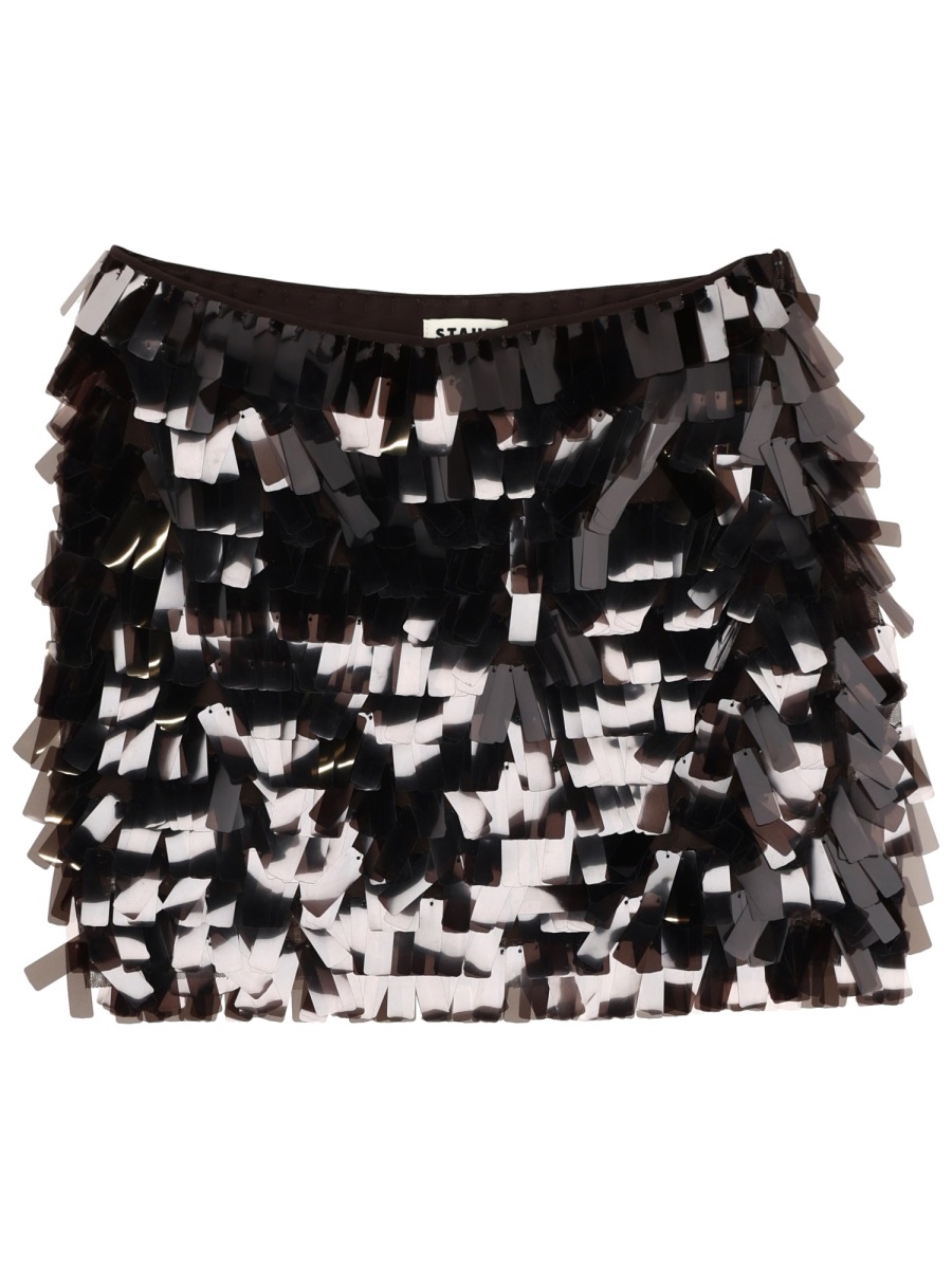Staud Fitted Max Polyester Sequin Miniskirt Zwart
