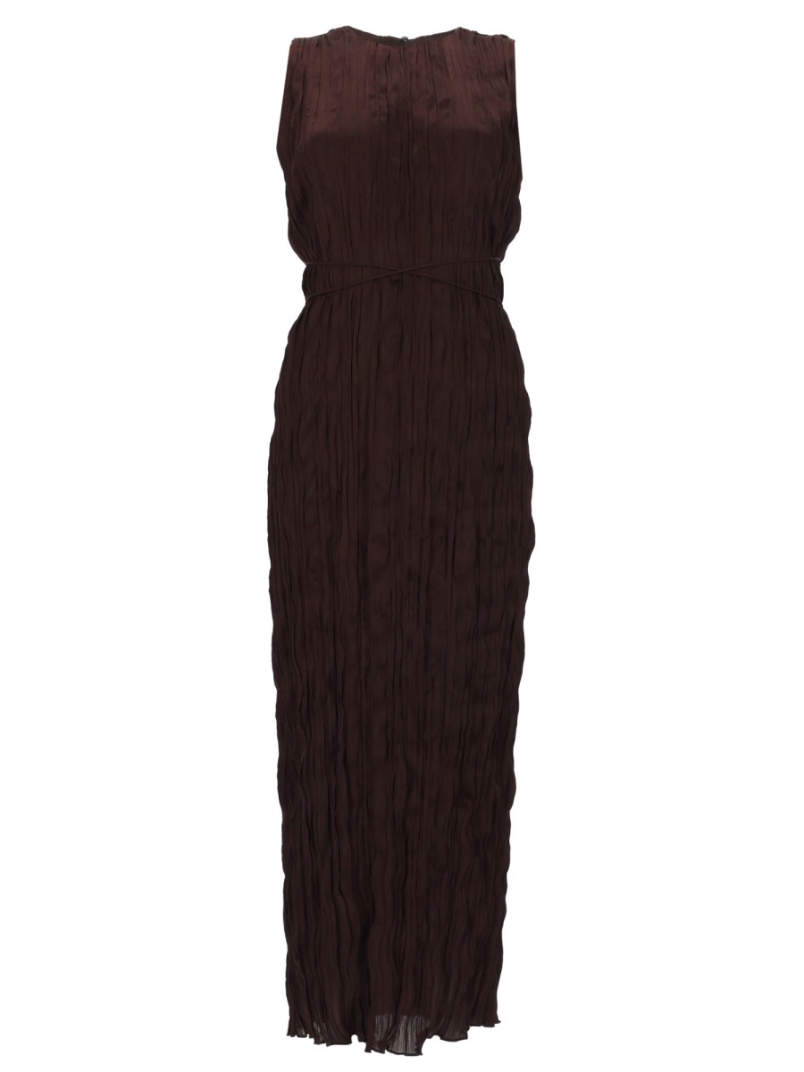 Staud Mizu Polyester Crinkled Belted Dress Zwart