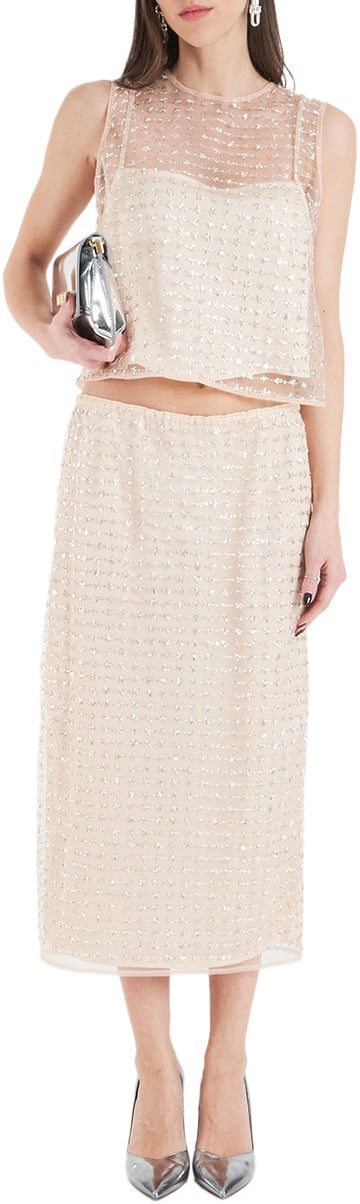 Staud Midi skirt 'Ciara' Beige
