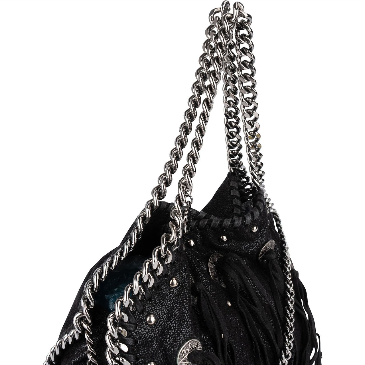 Stella McCartney Stella McCartney Falabella Studded Fringe Tote Shoulder Bag Zwart