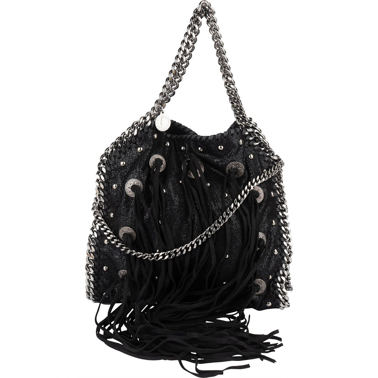 Stella McCartney Stella McCartney Falabella Studded Fringe Tote Shoulder Bag Zwart