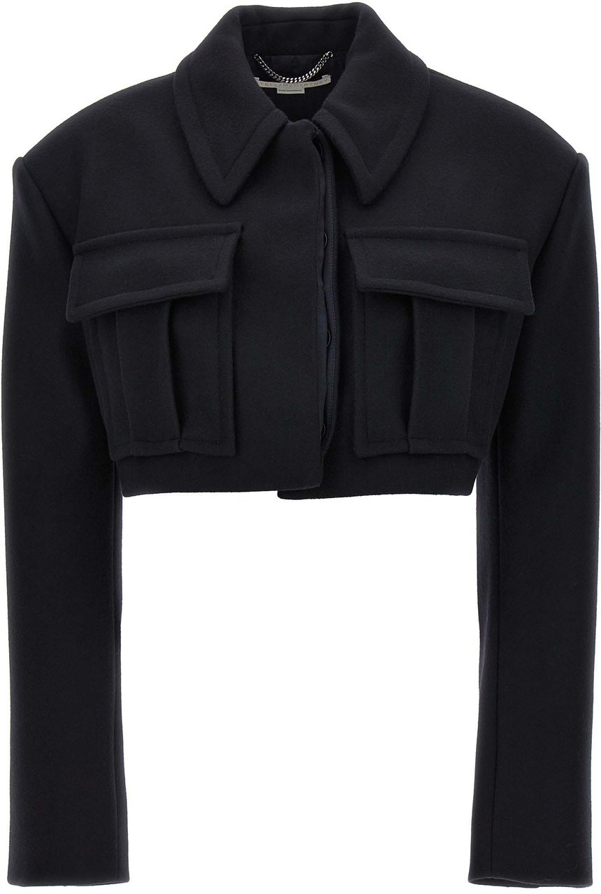 Stella McCartney Black Wool Full-Length Jacket Zwart