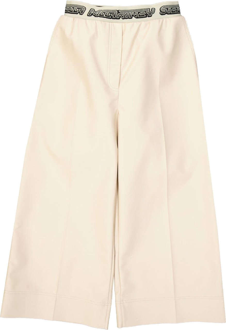 Stella Mccartney Cropped Logo Pants Beige