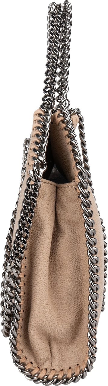 Stella McCartney Shaggy Falabella Mini Fold Over Tote Crossbody Handbag Beige