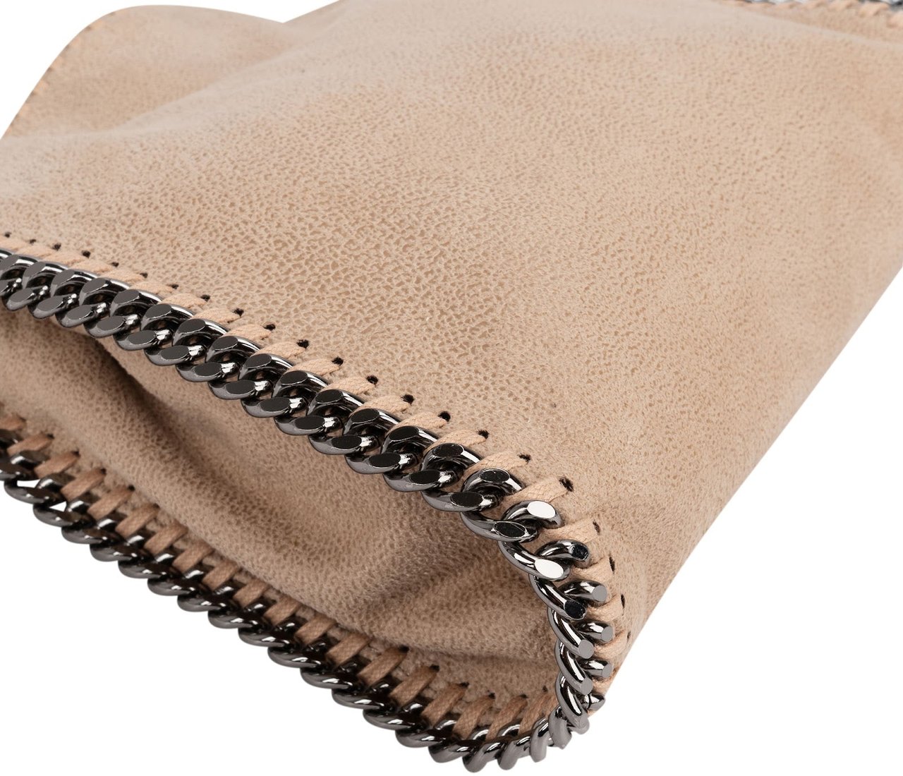 Stella McCartney Shaggy Falabella Mini Fold Over Tote Crossbody Handbag Beige