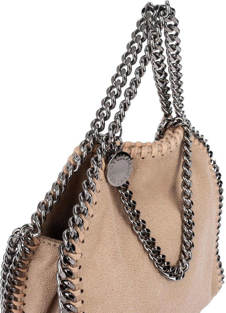 Stella McCartney Shaggy Falabella Mini Fold Over Tote Crossbody Handbag Beige