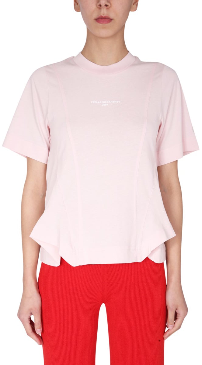 Stella McCartney T-SHIRT WITH LOGO PRINT Roze