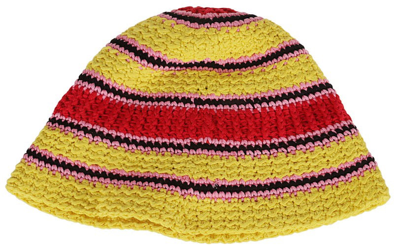 Stella McCartney Crochet Design Hat With Stripes Geel