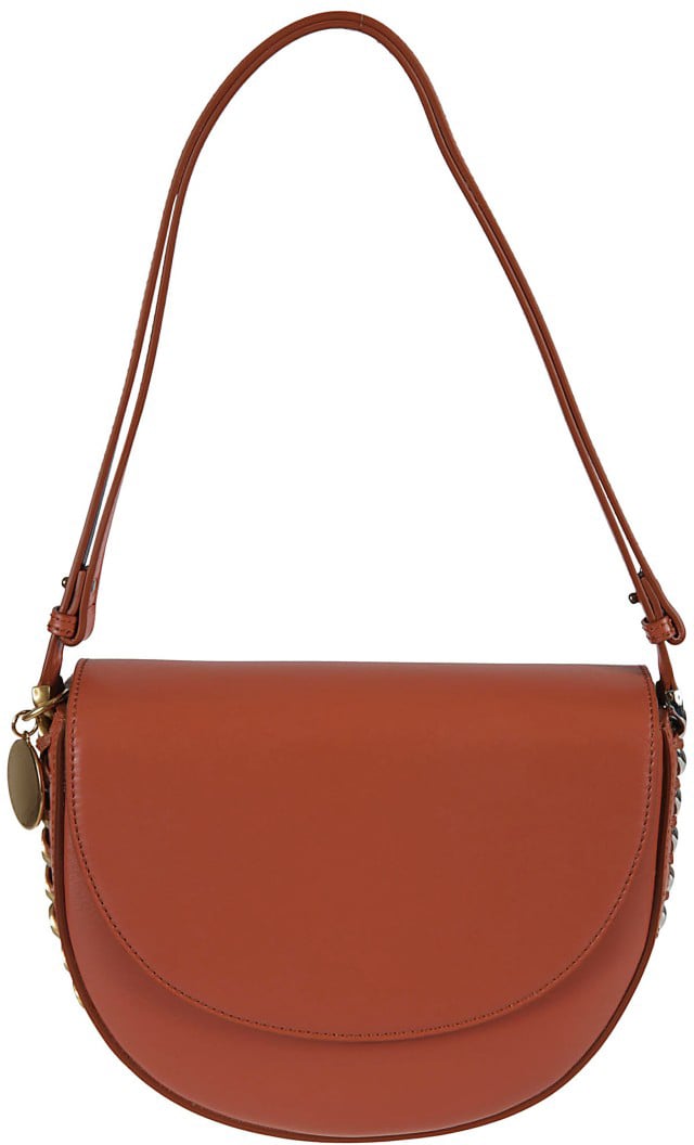 Stella McCartney Smooth Semi-Circular Bag With Structured Flap Bruin