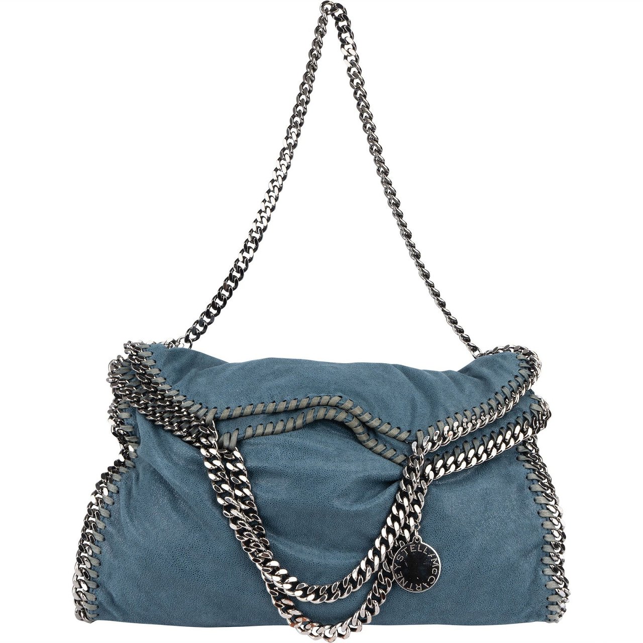 Stella McCartney Shaggy Falabella Fold Over Tote Hobo Shoulder Handbag Blauw