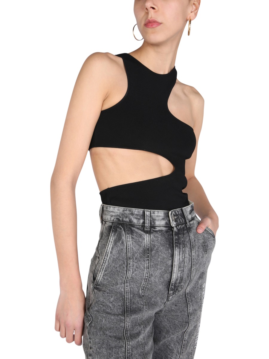 Stella McCartney COMPACT TOP WITH CUT OUT DETAILS Zwart