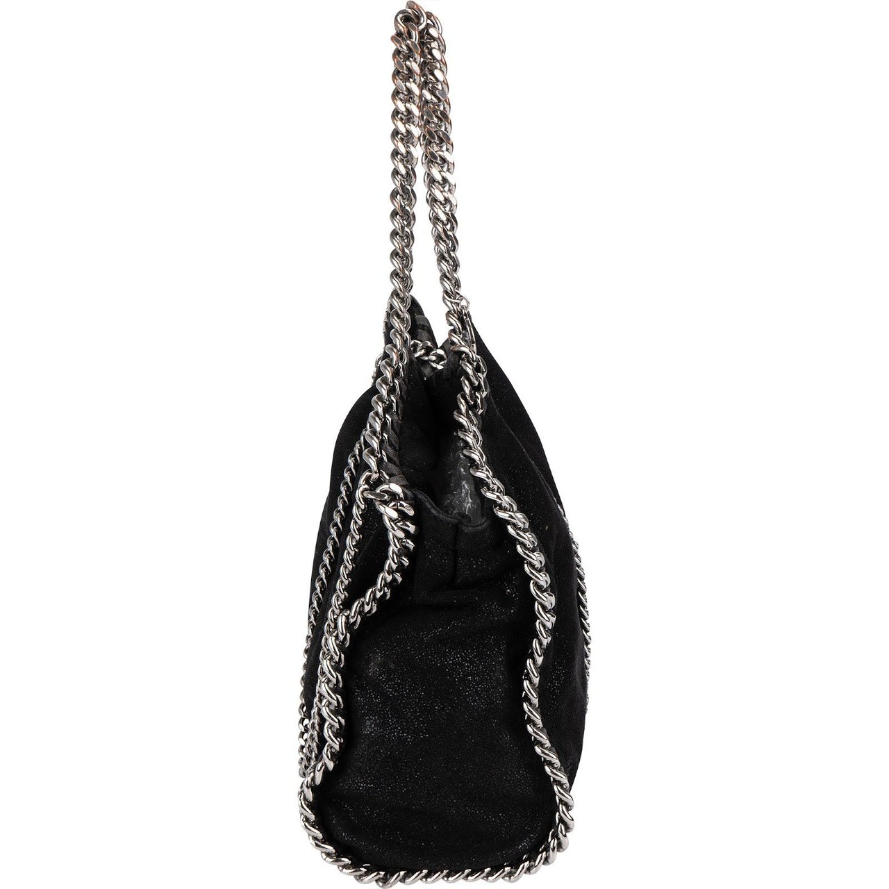 Stella McCartney Shaggy Falabella Fold Over Tote Crossbody Handbag Zwart