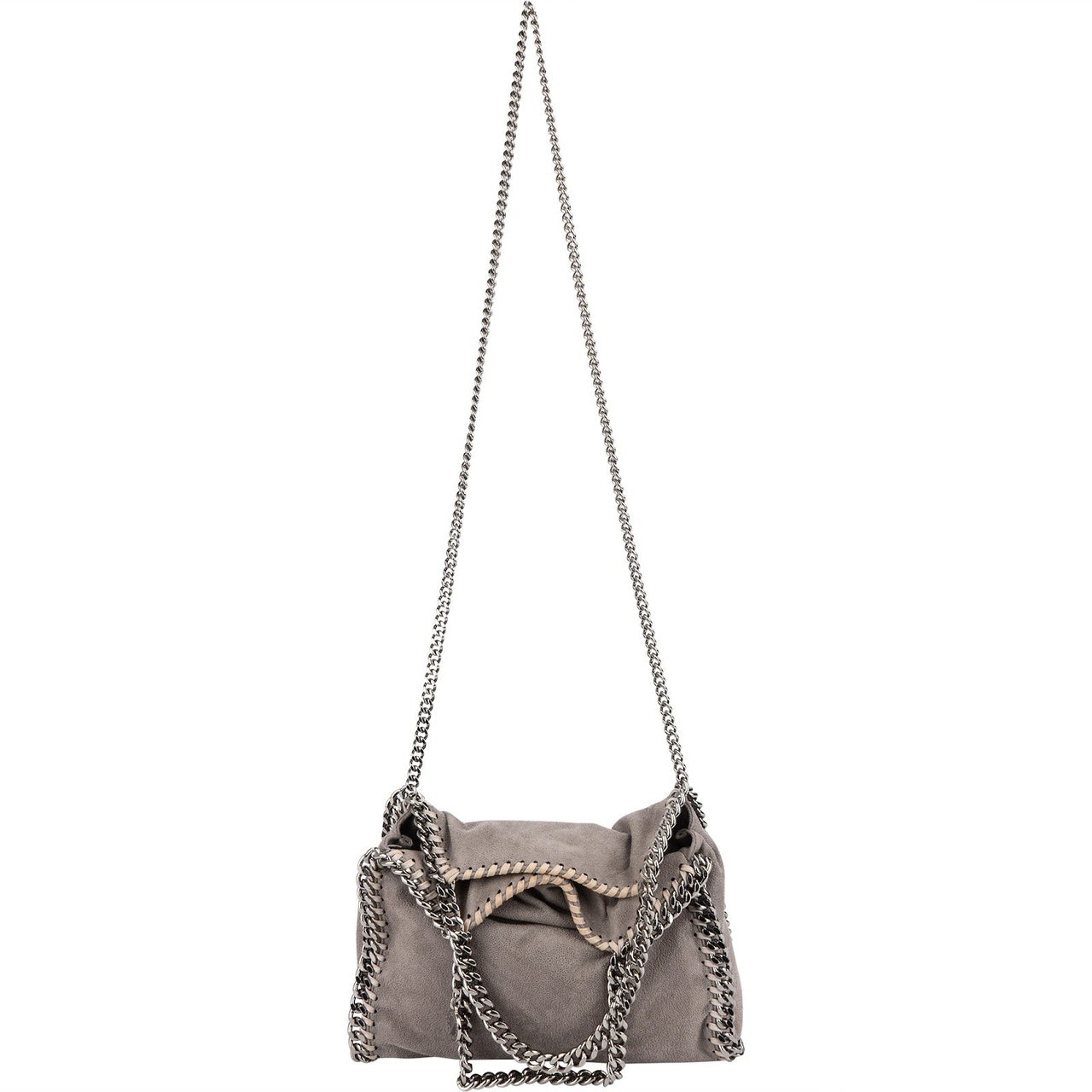 Stella McCartney Shaggy Falabella Fold Over Tote Crossbody Handbag Donkergrijs