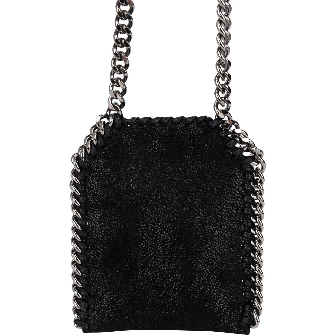 Stella McCartney Shaggy Falabella Fold Over Micro Tote Crossbody Handbag Zwart