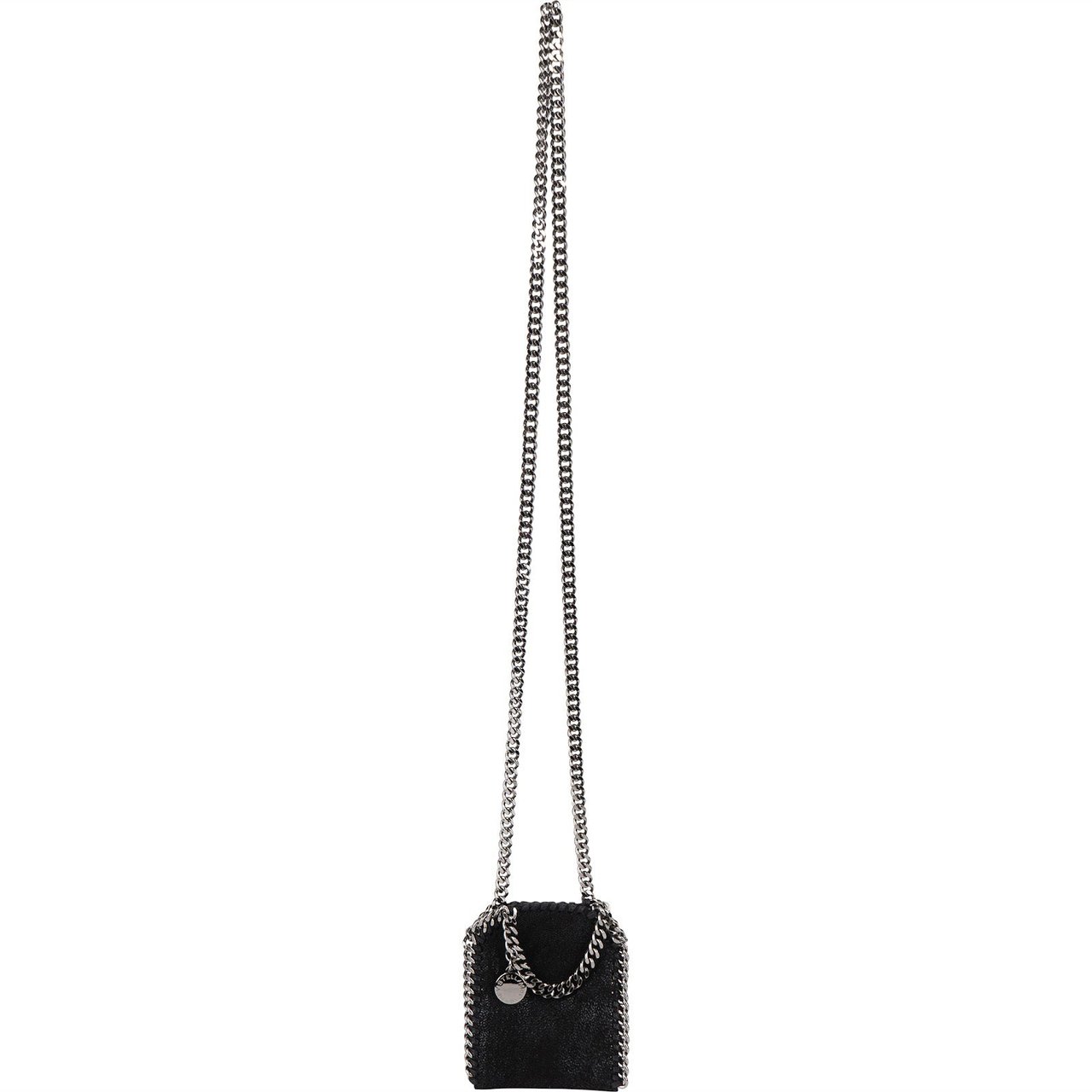 Stella McCartney Shaggy Falabella Fold Over Micro Tote Crossbody Handbag Zwart