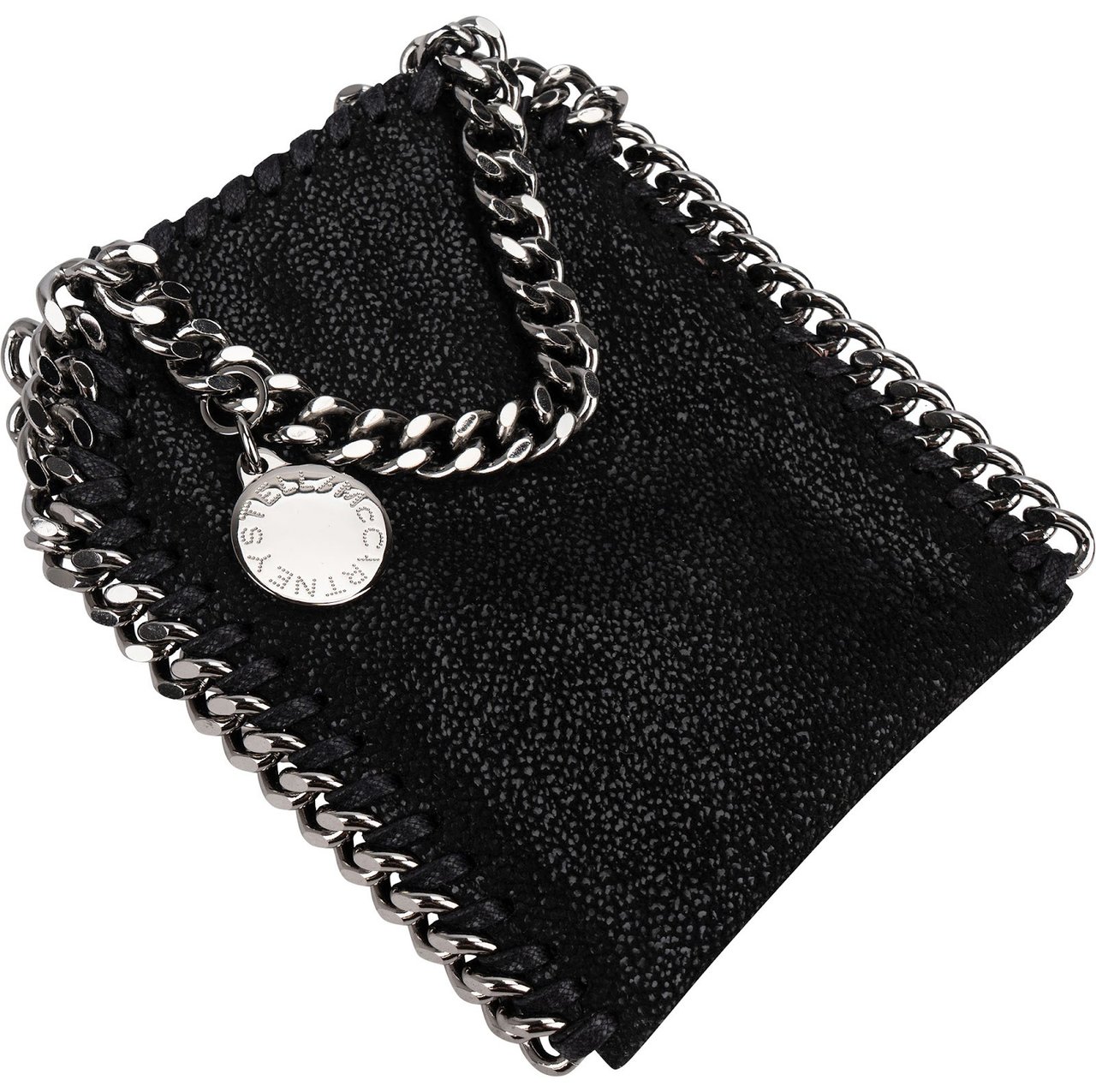 Stella McCartney Shaggy Falabella Fold Over Micro Tote Crossbody Handbag Zwart