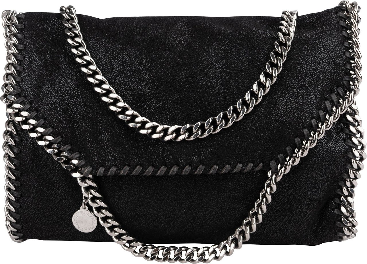 Stella McCartney Shaggy Falabella Fold Over Flap Shoulder Bag Zwart