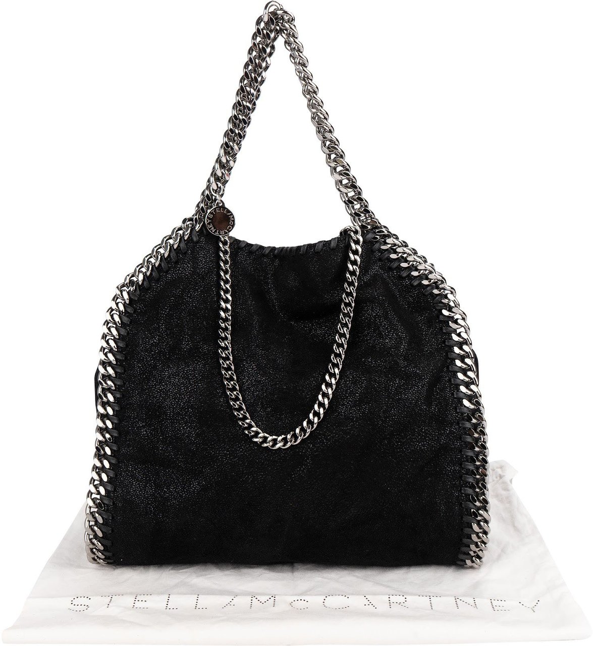 Stella McCartney Shaggy Falabella Fold Over Tote Crossbody Handbag Zwart