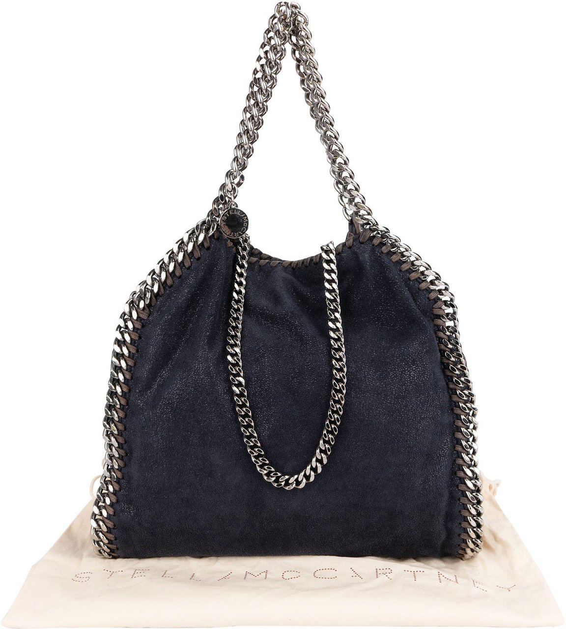 Stella McCartney Shaggy Falabella Fold Over Tote Crossbody Handbag Navy