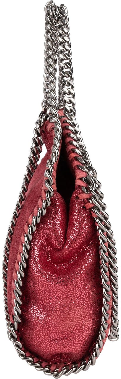 Stella McCartney Metallic Shaggy Mini Falabella Fold Over Tote Crossbody Handbag Rood