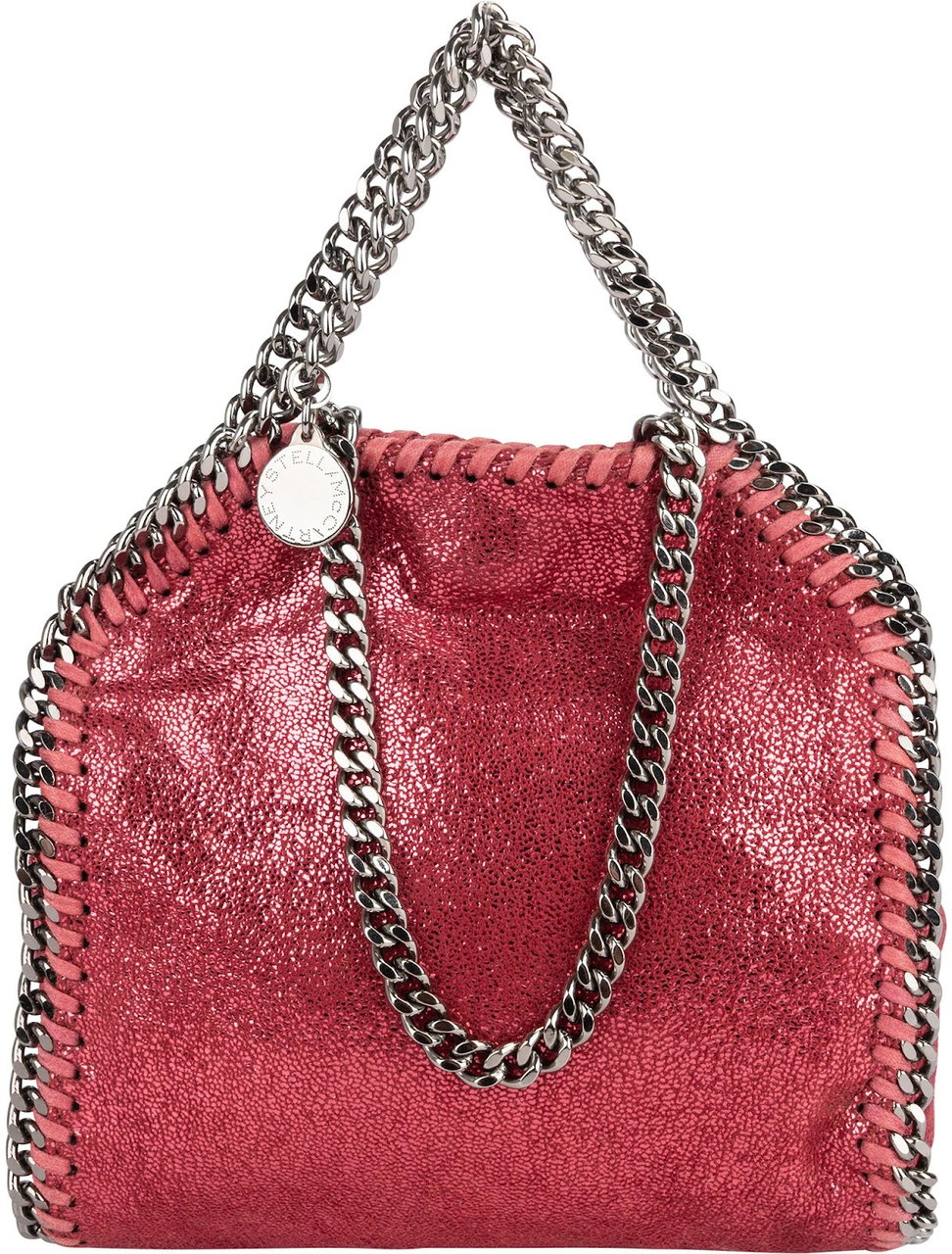 Stella McCartney Metallic Shaggy Mini Falabella Fold Over Tote Crossbody Handbag Rood
