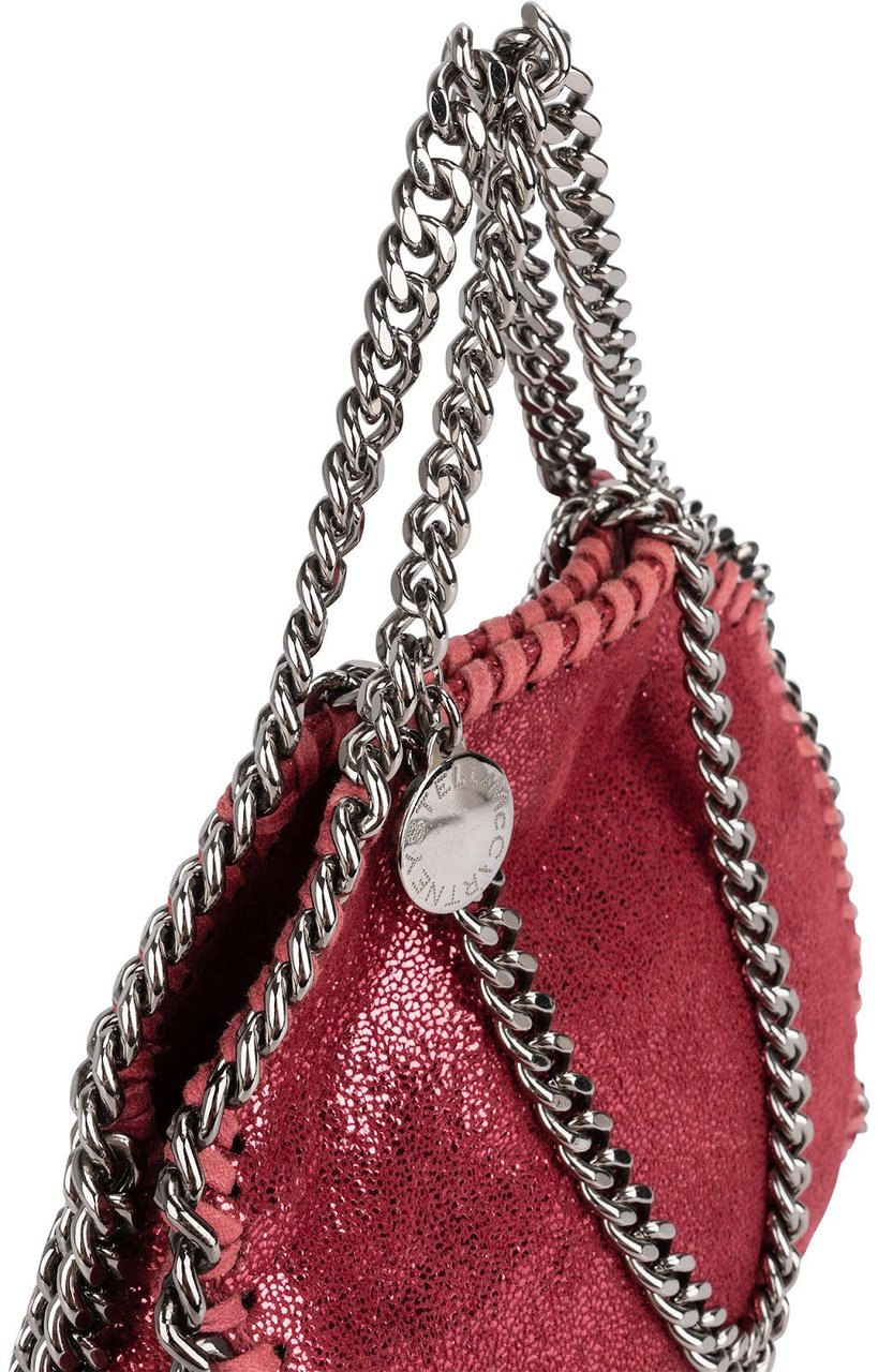Stella McCartney Metallic Shaggy Mini Falabella Fold Over Tote Crossbody Handbag Rood