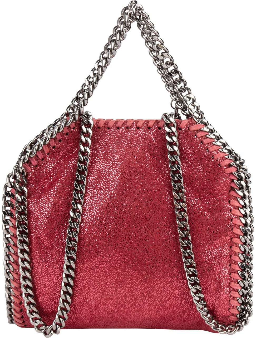 Stella McCartney Metallic Shaggy Mini Falabella Fold Over Tote Crossbody Handbag Rood