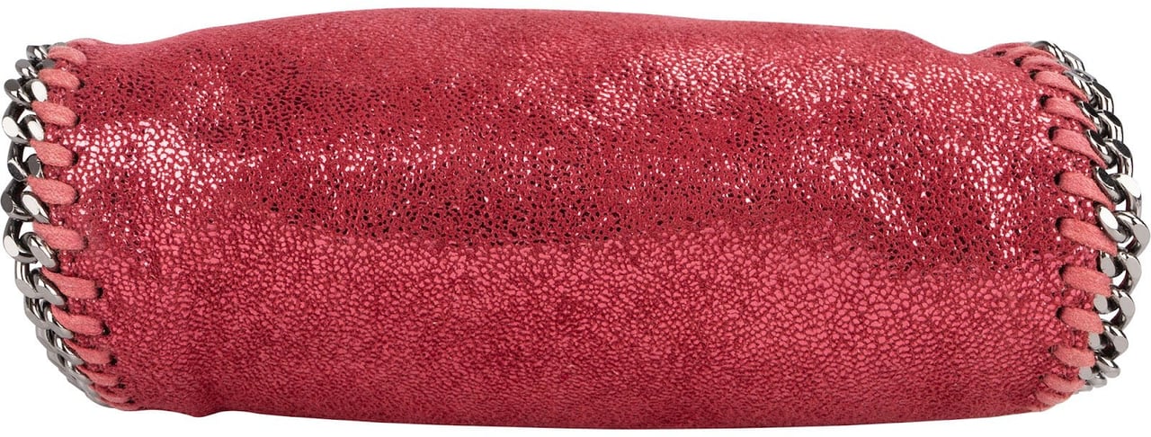 Stella McCartney Metallic Shaggy Mini Falabella Fold Over Tote Crossbody Handbag Rood