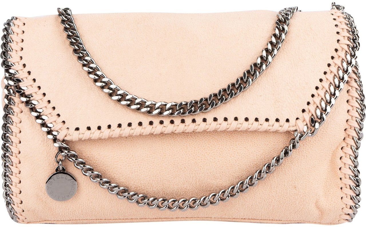 Stella McCartney Shaggy Falabella Fold Over Clutch Crossbody Bag Roze
