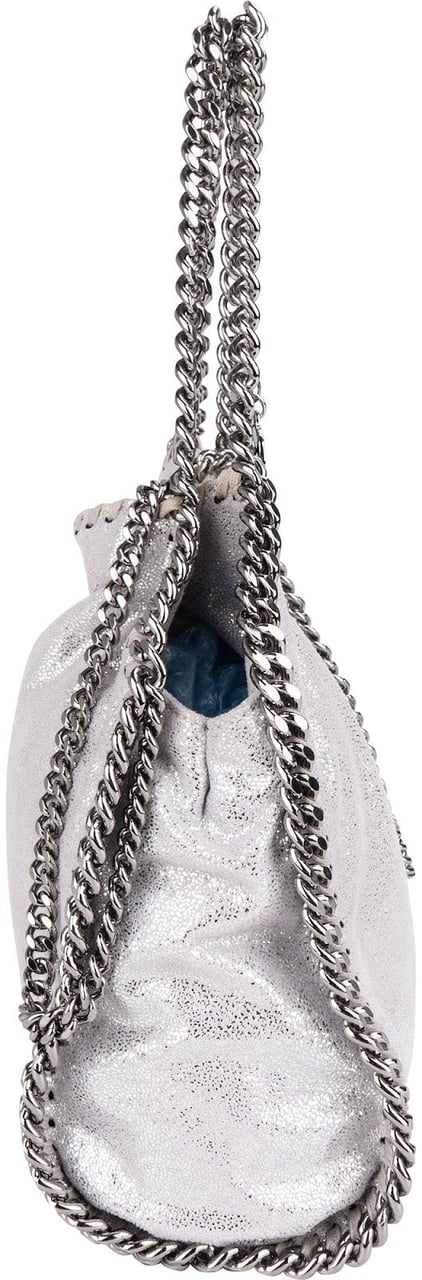 Stella McCartney Shaggy Falabella Fold Over Tote Crossbody Bag Zilver