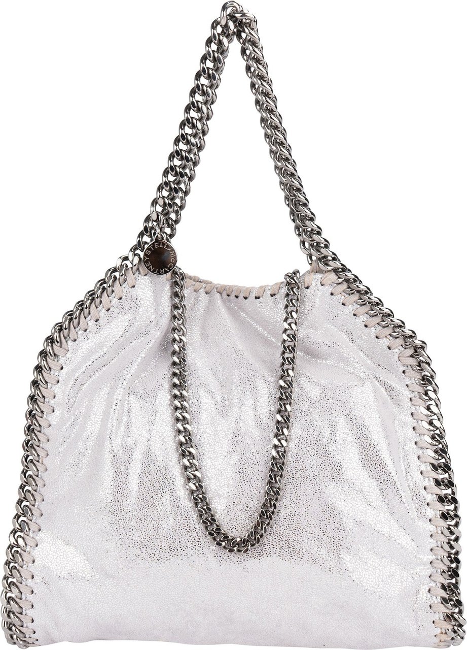 Stella McCartney Shaggy Falabella Fold Over Tote Crossbody Bag Zilver