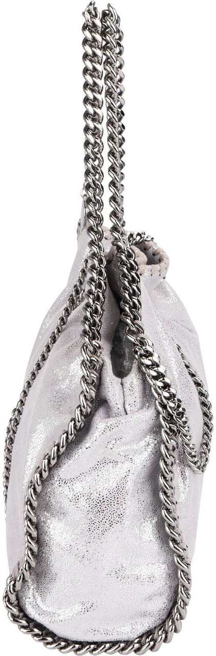 Stella McCartney Shaggy Falabella Fold Over Tote Crossbody Bag Zilver