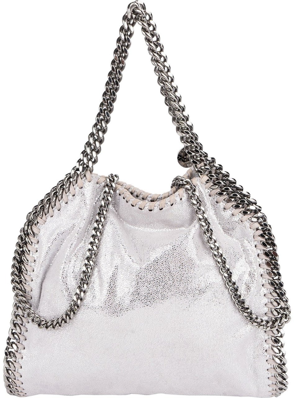 Stella McCartney Shaggy Falabella Fold Over Tote Crossbody Bag Zilver