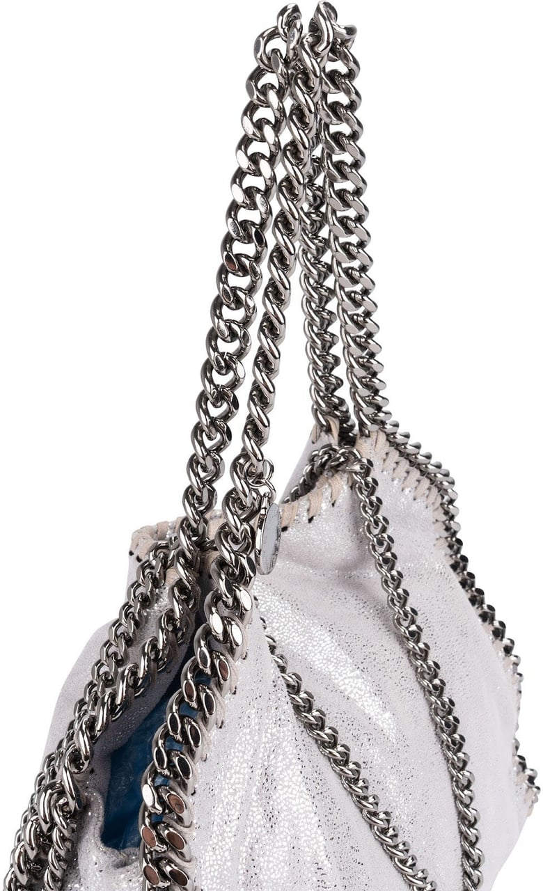 Stella McCartney Shaggy Falabella Fold Over Tote Crossbody Bag Zilver
