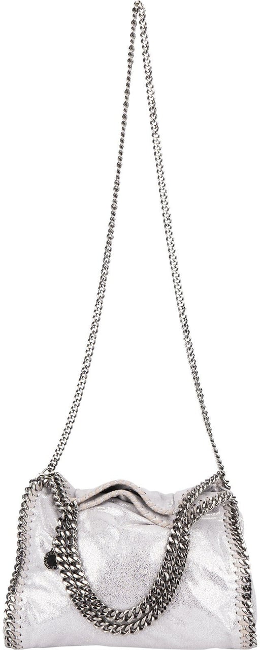 Stella McCartney Shaggy Falabella Fold Over Tote Crossbody Bag Zilver