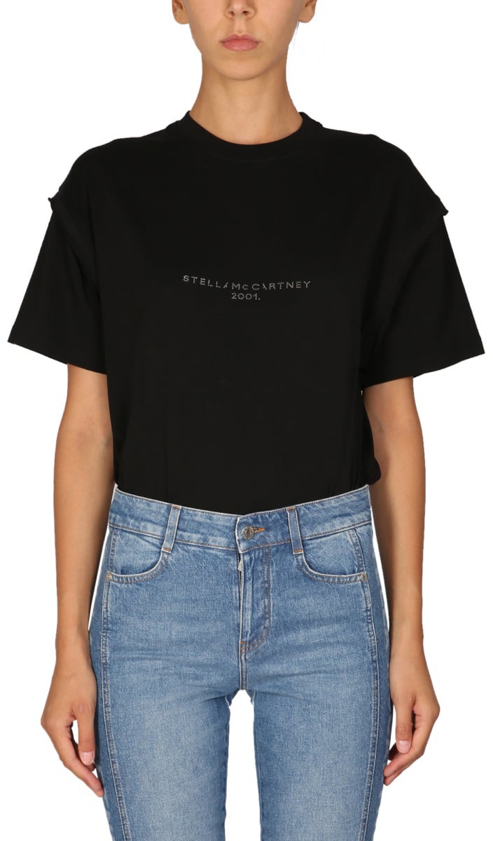 Stella McCartney CRYSTAL LOGO T-SHIRT Zwart