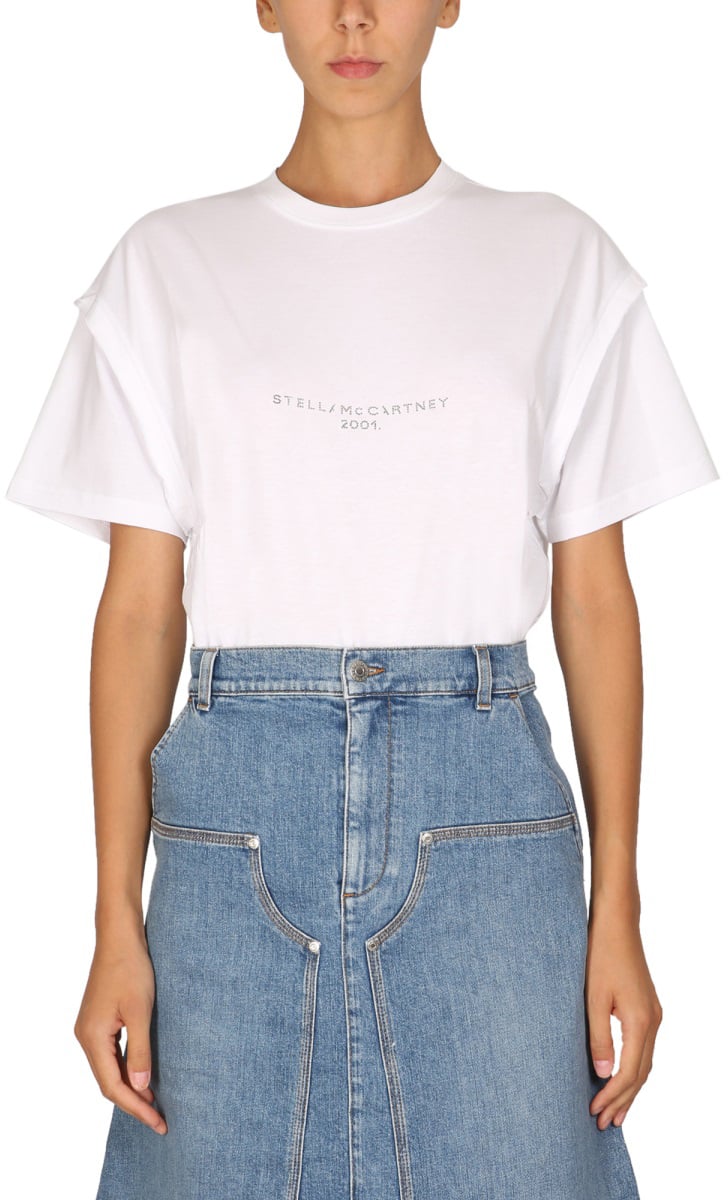 Stella McCartney CRYSTAL LOGO T-SHIRT Wit