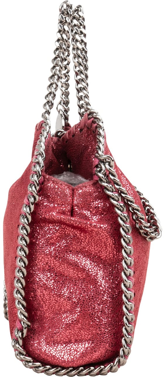 Stella McCartney Metallic Shaggy Small Falabella Fold Over Tote Crossbody Handbag Roze