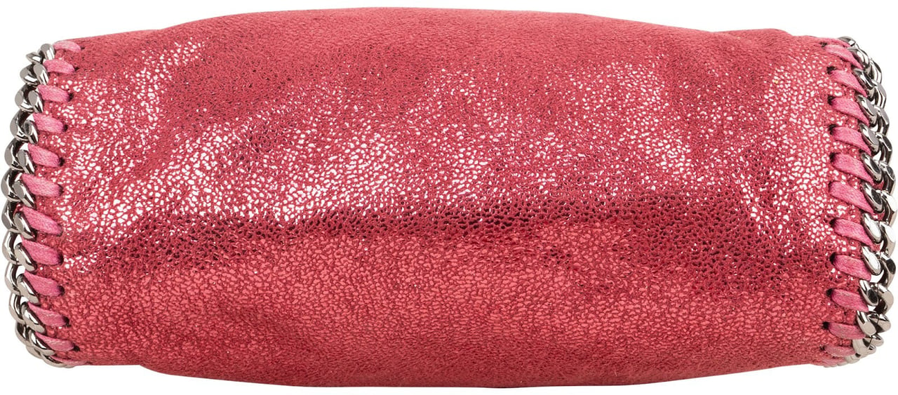 Stella McCartney Metallic Shaggy Small Falabella Fold Over Tote Crossbody Handbag Roze