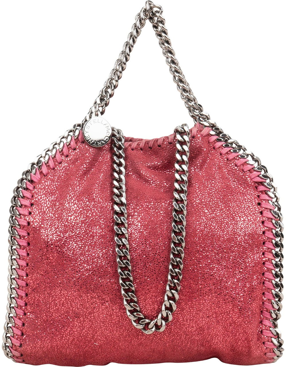 Stella McCartney Metallic Shaggy Small Falabella Fold Over Tote Crossbody Handbag Roze
