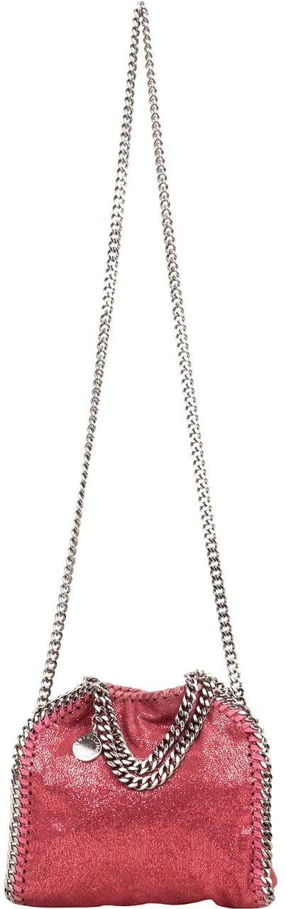 Stella McCartney Metallic Shaggy Small Falabella Fold Over Tote Crossbody Handbag Roze