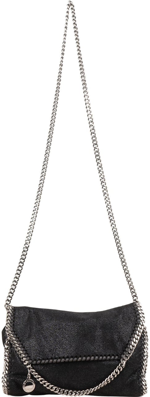 Stella McCartney Shaggy Falabella Fold Over Clutch Crossbody Bag Zwart