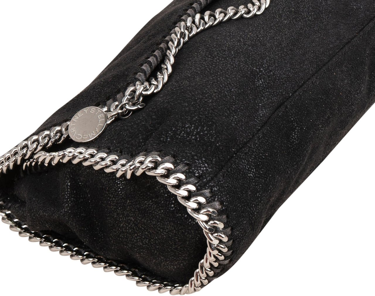 Stella McCartney Shaggy Falabella Fold Over Clutch Crossbody Bag Zwart