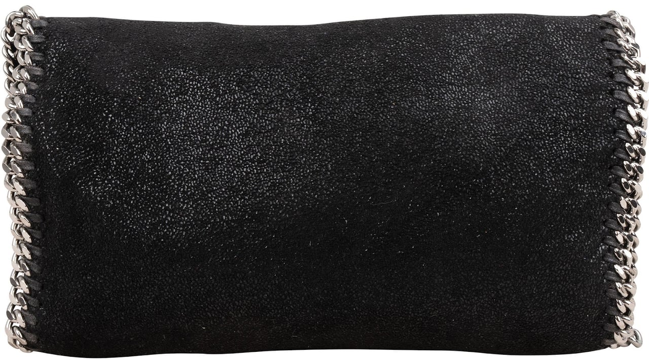 Stella McCartney Shaggy Falabella Fold Over Clutch Crossbody Bag Zwart