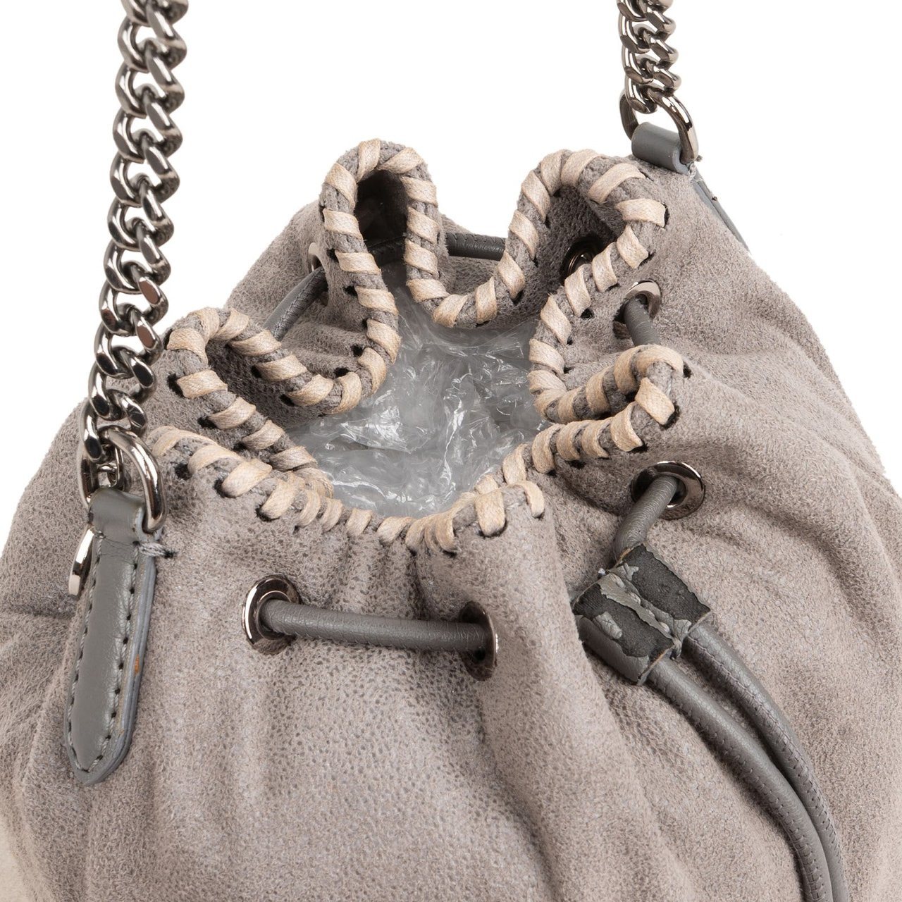 Stella McCartney Shaggy Falabella Small Bucket Crossbody Bag Donkergrijs