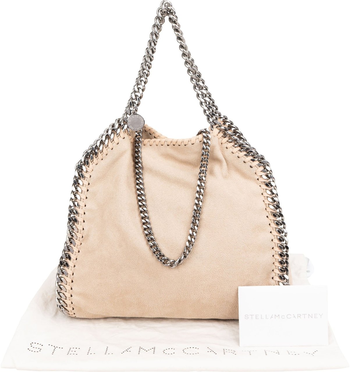 Stella McCartney Shaggy Falabella Fold Over Tote Crossbody Handbag Beige